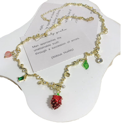 Golden Dopamine Strawberry Necklace