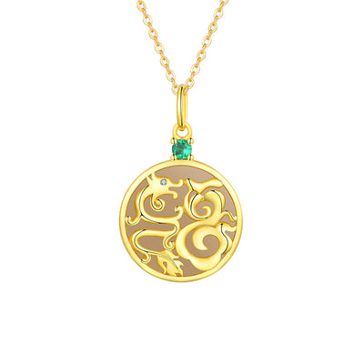 Dragon Phoenix • Natural Emerald Jade Stone Necklace