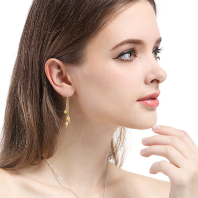 S925 sterling silver • Emerald Jade stone tassel earrings