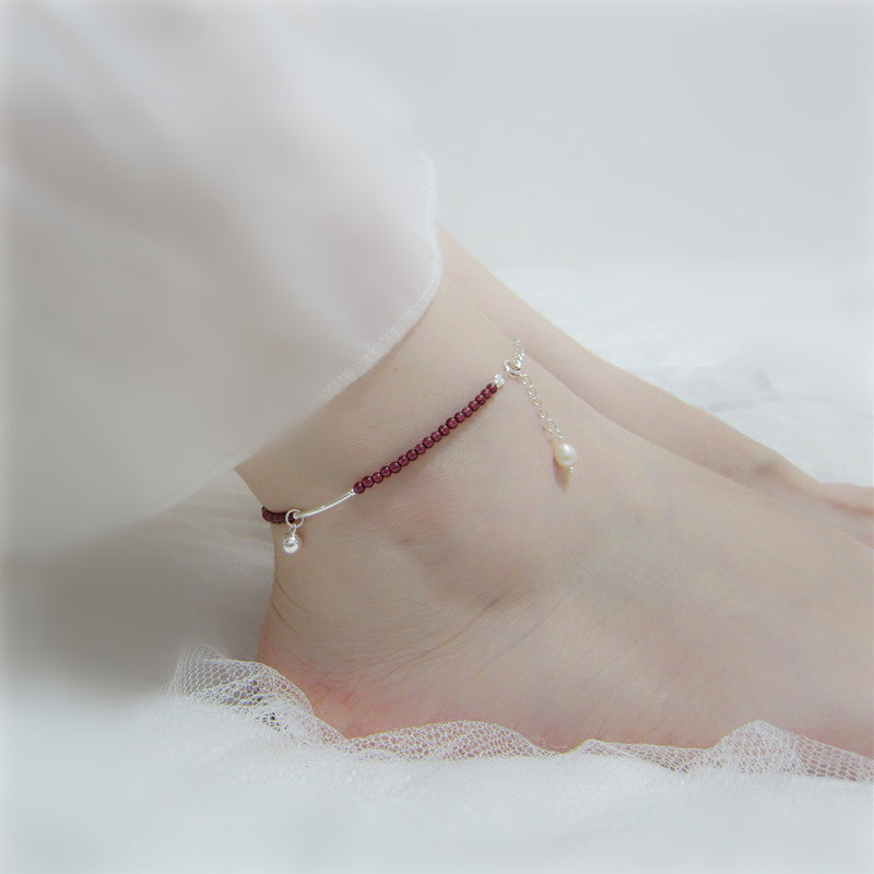 Natural Garnet Stone Pomegranate Anklet