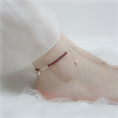 Natural Garnet Stone Pomegranate Anklet