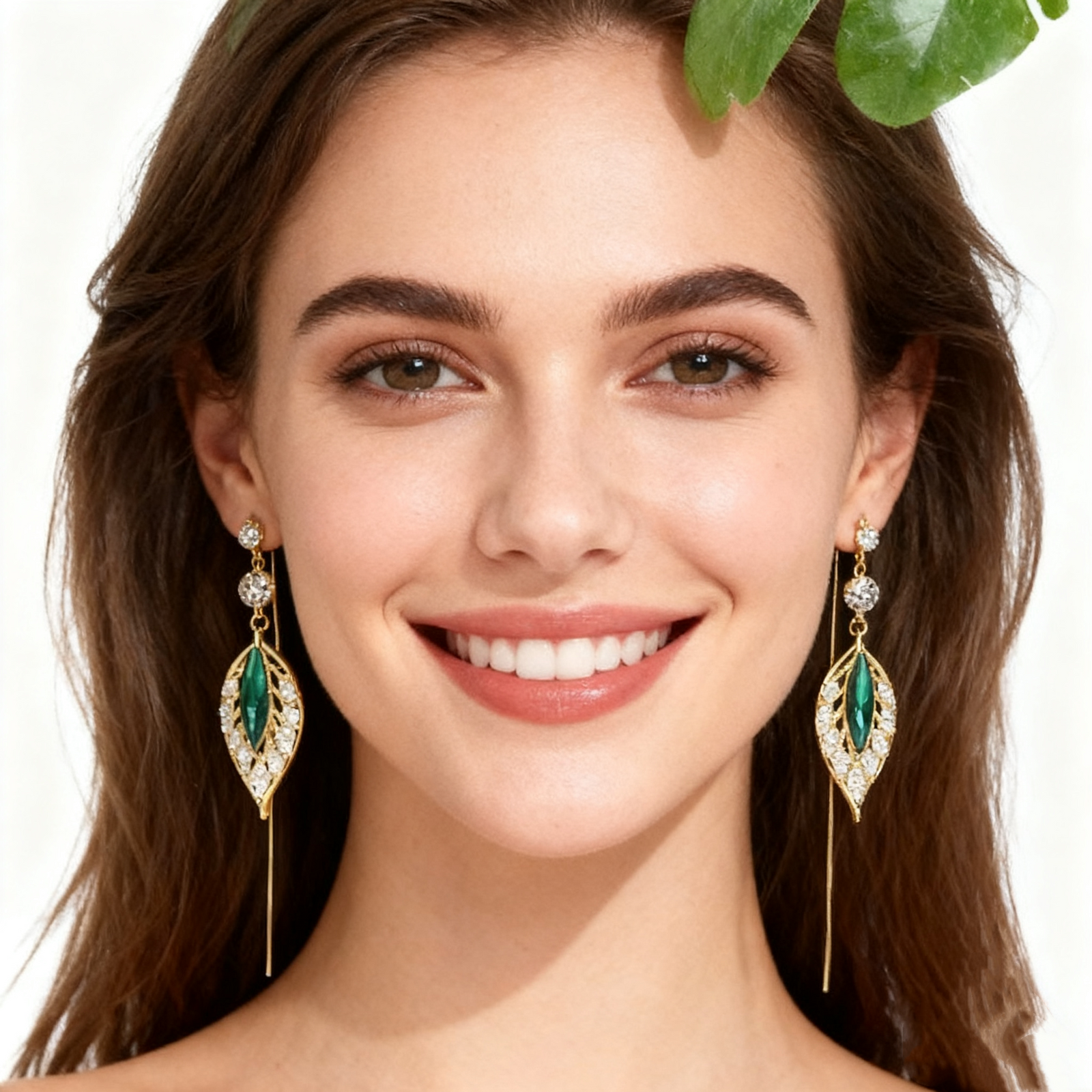 18K Gold Crystal & Diamond Tassel Earrings