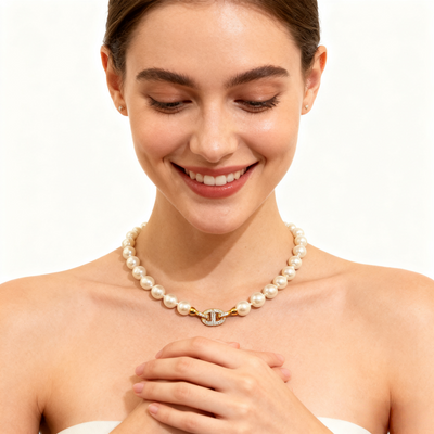 18K Gold Diamond & Pearl Necklace