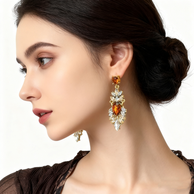 18K Gold Multicolor Crystal Earrings