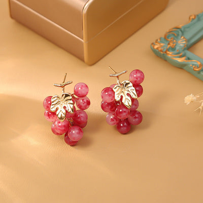 Gradual Natural Crystal Grape String Earrings