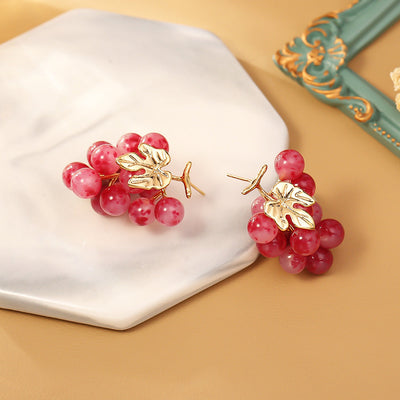 Gradual Natural Crystal Grape String Earrings
