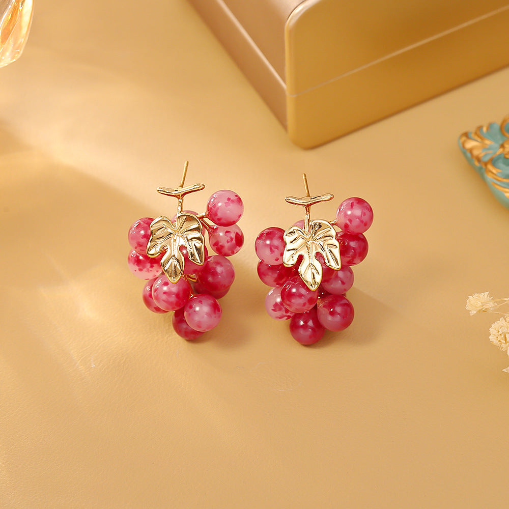 Gradual Natural Crystal Grape String Earrings
