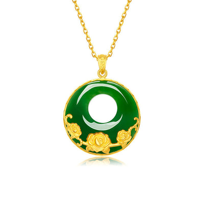 Bauhinia Natural Emerald Jade Stone Necklace