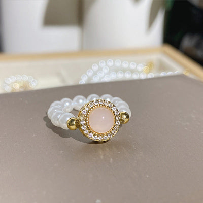Round Bead Crystal Natural Freshwater Pearl Bracelet