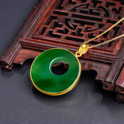 Bauhinia Natural Emerald Jade Stone Necklace