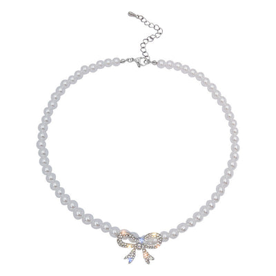 Bow natural freshwater pearl necklace