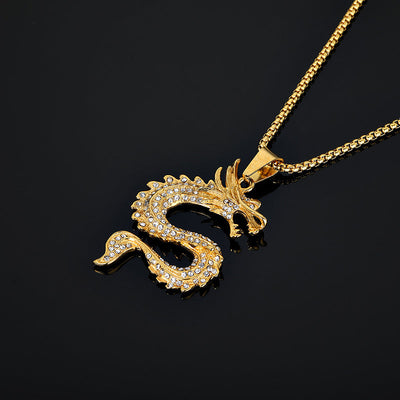 Diamond Full Dragon Pendant Necklace