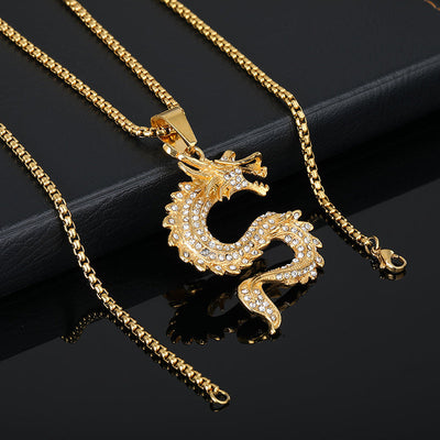 Diamond Full Dragon Pendant Necklace