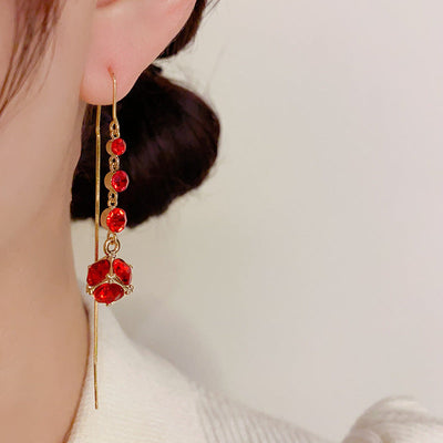 Long tassel natural crystal earrings