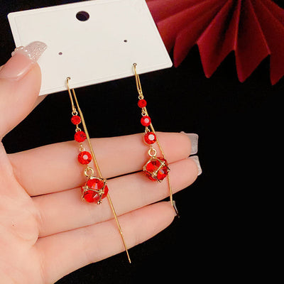 Long tassel natural crystal earrings