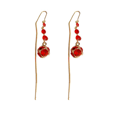 Long tassel natural crystal earrings