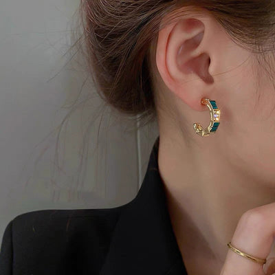 Snake bone natural malachite earrings