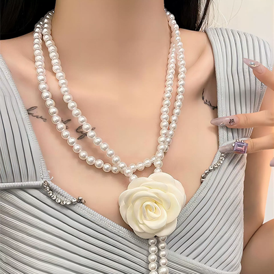 Camellia natural freshwater pearl drop necklace