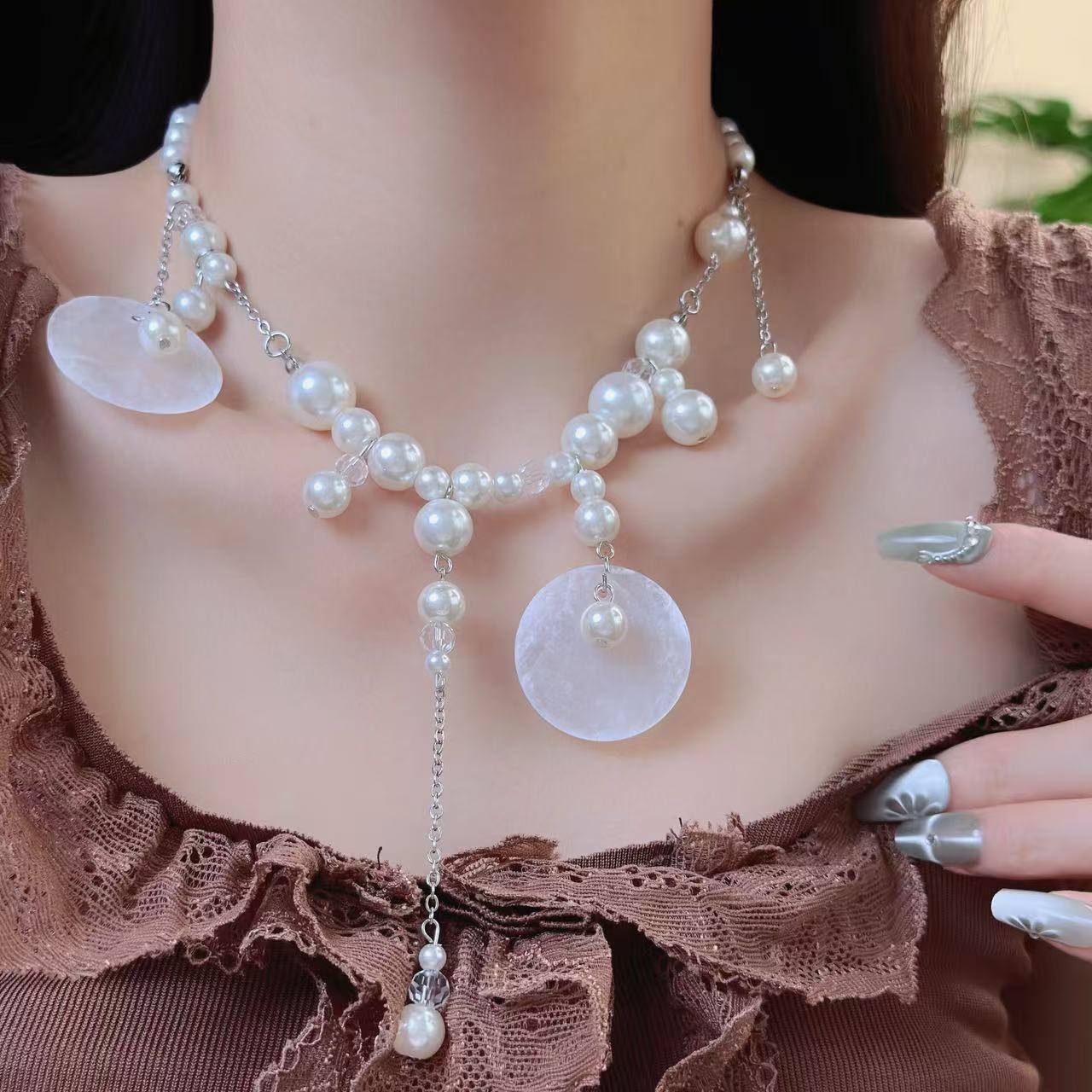 Spliced Tassel Natural Freshwater Pearl Necklace