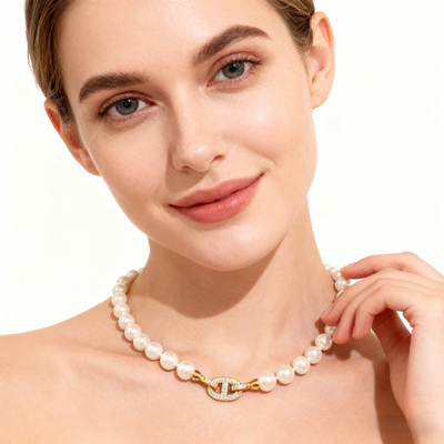 18K Gold Diamond & Pearl Necklace