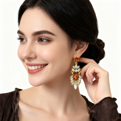 18K Gold Multicolor Crystal Earrings