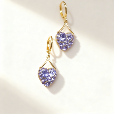Amethyst Heart Earrings