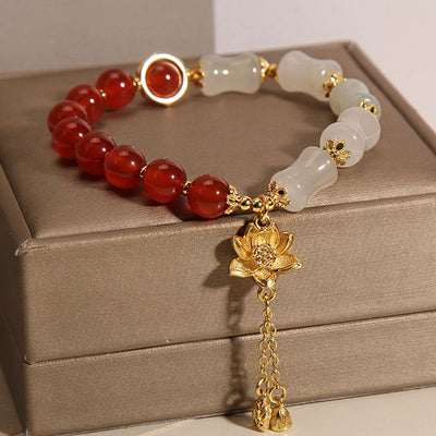 Bamboo Lotus Natural Agate Bracelet
