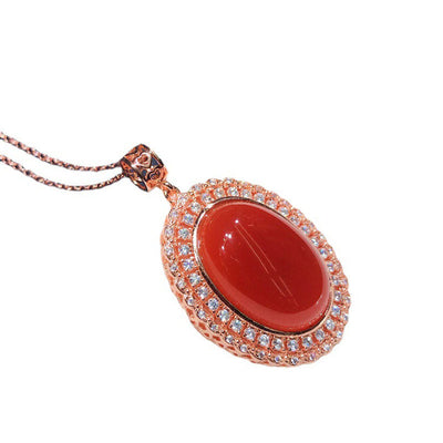 Oval natural agate necklace