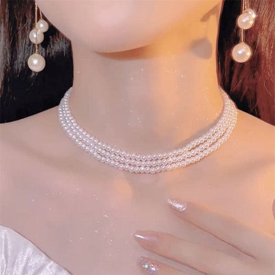 Multi-layered natural freshwater pearl necklace