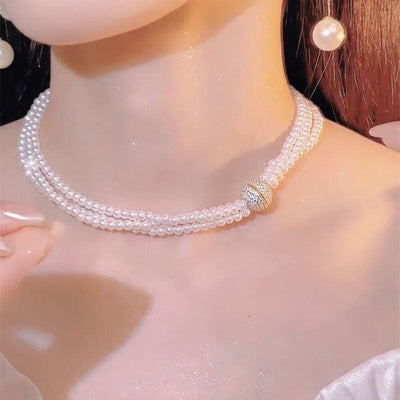 Multi-layered natural freshwater pearl necklace