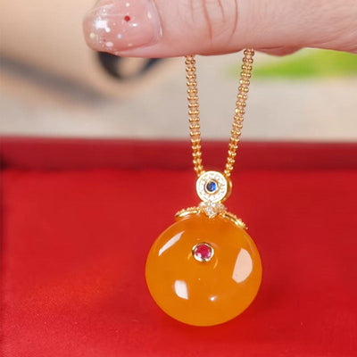 Circle Lucky  Natural Agate Necklace