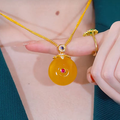Circle Lucky  Natural Agate Necklace