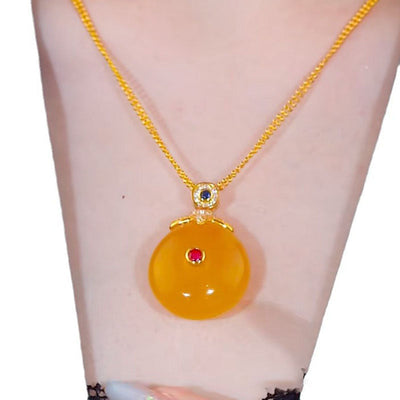 Circle Lucky  Natural Agate Necklace