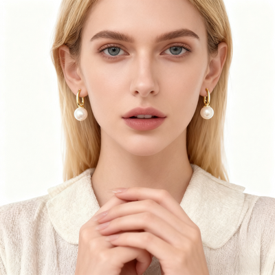 18K Gold Pearl Earrings