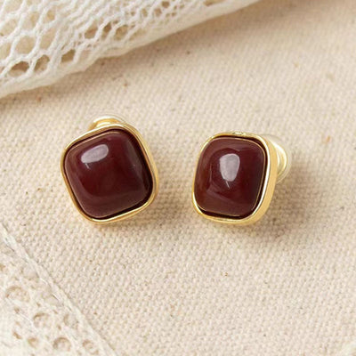 Square natural agate earrings