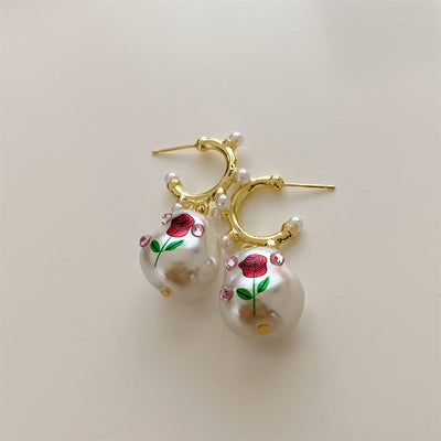 Rose natural freshwater pearl earrings