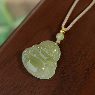 Single-sided Buddha Natural Emerald Jade Stone necklace