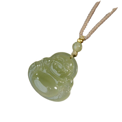 Single-sided Buddha Natural Emerald Jade Stone necklace