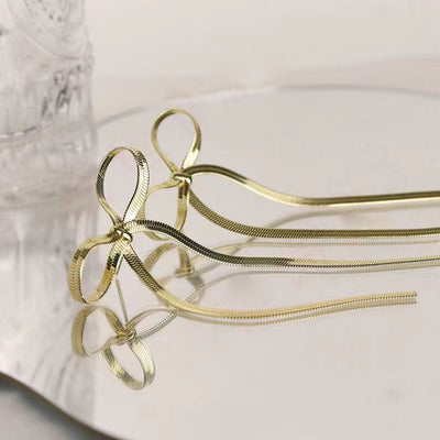 Bow Blade Chain Earrings