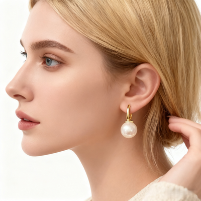 18K Gold Pearl Earrings