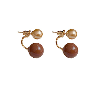 Simple natural freshwater pearl earrings