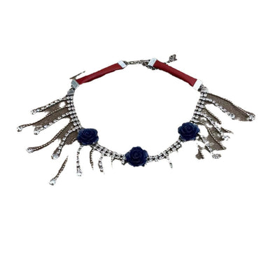 Red beaded tassel necklace