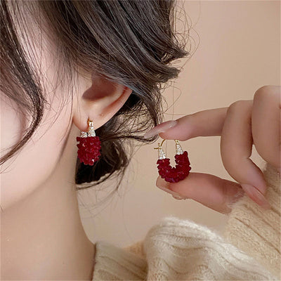 U-shaped natural crystal earrings