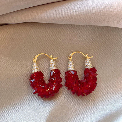 U-shaped natural crystal earrings
