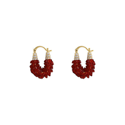 U-shaped natural crystal earrings