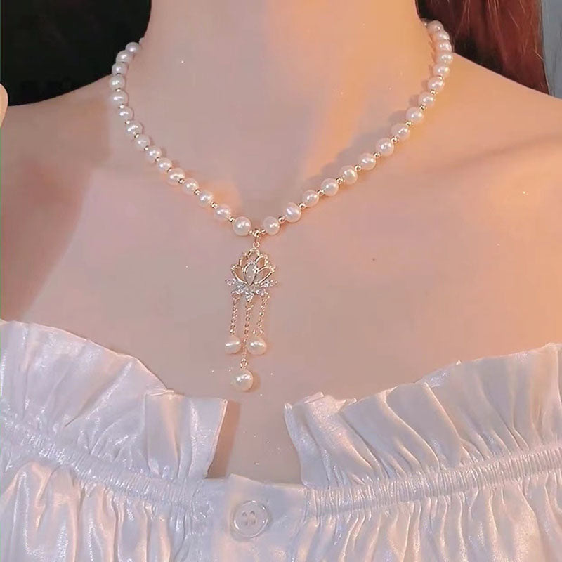 Lotus Natural Freshwater Pearl Necklace