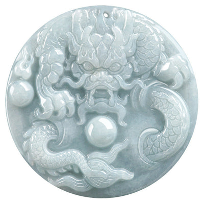 Dragon and beads Natural Emerald Jade Stone necklace