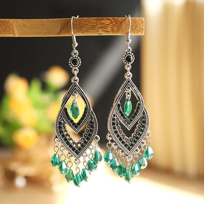 925 Silver Crystal Tassel Earrings