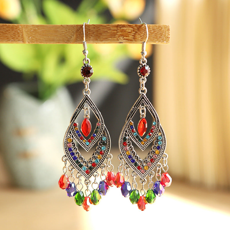 925 Silver Crystal Tassel Earrings