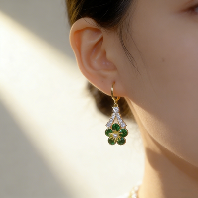 Christmas Green Flower Earrings